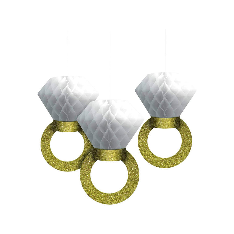 Ring Honeycomb Hanging Decorations 12in, 3pcs