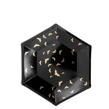 Trick Or Treat Paper Plates Black 7in, 6pcs Party Favors - Party Centre