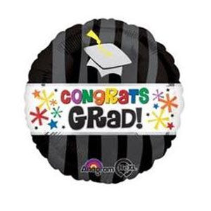 Congrats Grad Wavy Bursts Foil Balloon 9 in Balloons & Streamers - Party Centre