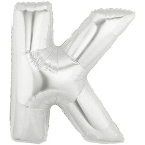 Letter K Silver Foil Balloon 100cm Balloons & Streamers - Party Centre