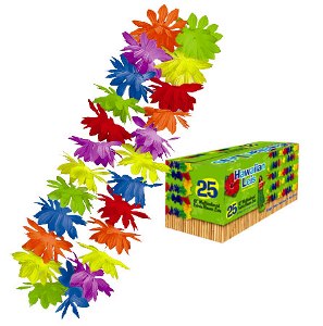 Box Of Multi Colored Flower Lei 25pcs Costumes & Apparel - Party Centre