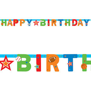 Sports Party Illustrated Letter Banner Decorations - Party Centre