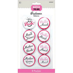 Elegant Bride Buttons 8pcs Party Accessories - Party Centre
