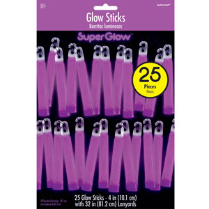 Purple Glow Sticks Mega Pack 4in, 25pcs Party Accessories - Party Centre
