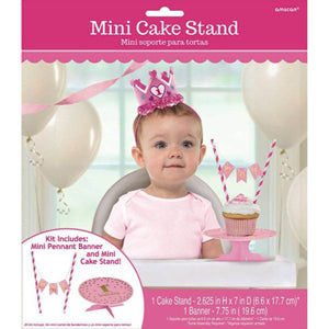 1st Birthday Girl Mini Cake Stand Kit Party Accessories - Party Centre