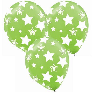 Kiwi Stars Latex Balloons 12in, 6pcs Balloons & Streamers - Party Centre
