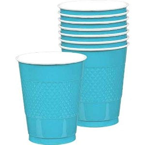 Caribbean Plastic Cups 12oz, 20pcs Solid Tableware - Party Centre