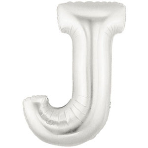 Letter J Silver Foil Balloon 100cm Balloons & Streamers - Party Centre