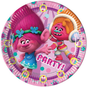 Trolls Paper Plates 9in, 8pcs Printed Tableware - Party Centre