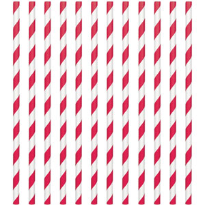 Apple Red Paper Straw 24pcs Candy Buffet - Party Centre