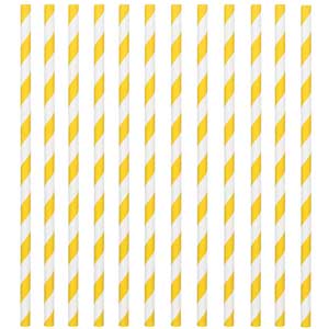 Yellow Paper Straws 24pcs Candy Buffet - Party Centre