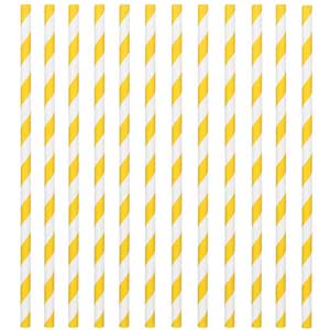 Yellow Paper Straws 24pcs Candy Buffet - Party Centre