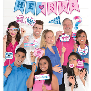 Gender Reveal Deluxe Photo Props 21pcs Party Accessories - Party Centre