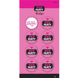 Hen Party Bride And Hen Badges 8pcs Party Accessories - Party Centre