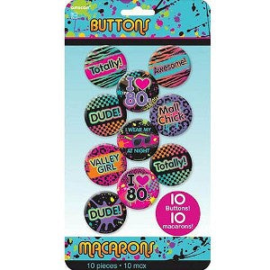 Totally 80's Buttons 10pcs