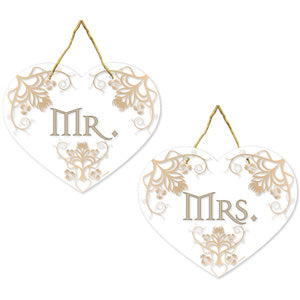 Rustic Wedding Mr & Mrs Chair Signs Party Accessories - Party Centre