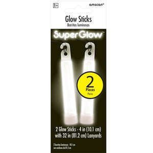 White Glow Sticks 4in, 2pcs Party Accessories - Party Centre