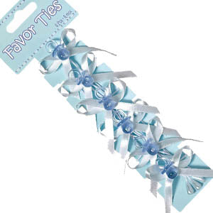 Blue Pacifier Favor Ties 2.5in, 6pcs Party Favors - Party Centre