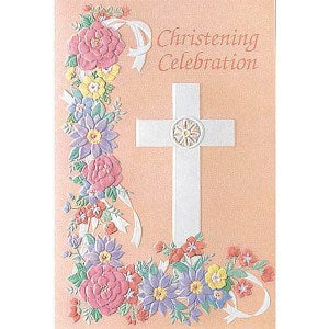 Cross And Flower Christening Folded Embossed 8pcs Party Accessories - Party Centre