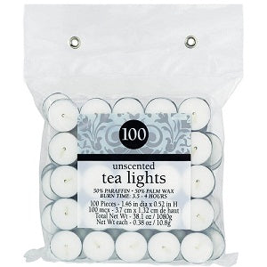 Tealites - Unscented Candles 100pcs Party Accessories - Party Centre