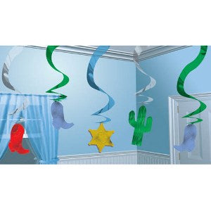 Western Swirl Decorations 12pcs Decorations - Party Centre