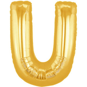 Letter U Gold Foil Balloon 100cm Balloons & Streamers - Party Centre