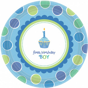 Sweet Little Cupcake Boy Paper Plates 7in, 8pcs