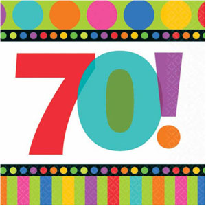70! Dots And Stripes Beverage Tissues 16pcs Printed Tableware - Party Centre