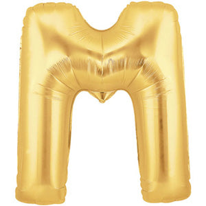 Letter M Gold Foil Balloon 100cm Balloons & Streamers - Party Centre