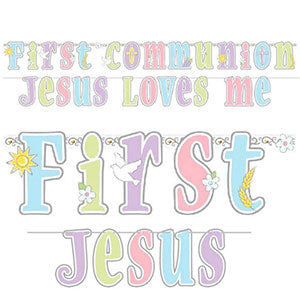 First Communion Letter Banner Combo Pack 2pcs Decorations - Party Centre