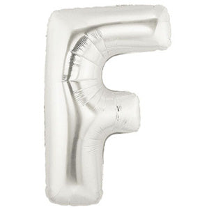 Letter F Silver Foil Balloon 100cm Balloons & Streamers - Party Centre