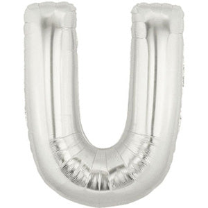 Letter U Silver Foil Balloon 100cm Balloons & Streamers - Party Centre