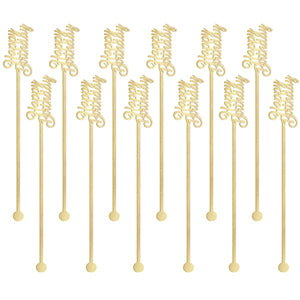 Gold Birthday Plastic Stirrers 12pcs Candy Buffet - Party Centre