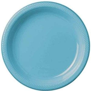 Carribean Plastic Plates 9in, 20pcs Solid Tableware - Party Centre