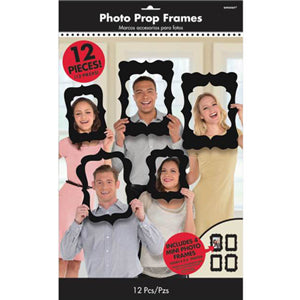 Black Photo Booth Frame Props 12pcs Party Accessories - Party Centre