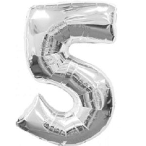 Number 5 Silver Foil Balloon 63x86cm Balloons & Streamers - Party Centre