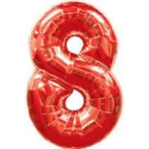 Number 8 Red Foil Balloon 60x86cm Balloons & Streamers - Party Centre