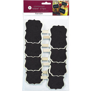 Chalkboard Labels Clip On Wood 3.25in,  8pcs Party Accessories - Party Centre