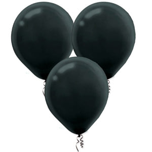 Black Latex Balloons 12in, 72pcs Balloons & Streamers - Party Centre
