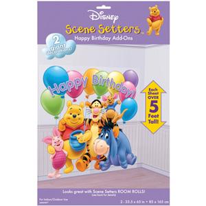 Pooh Happy Birthday  Scene Setter Add On Decorations - Party Centre